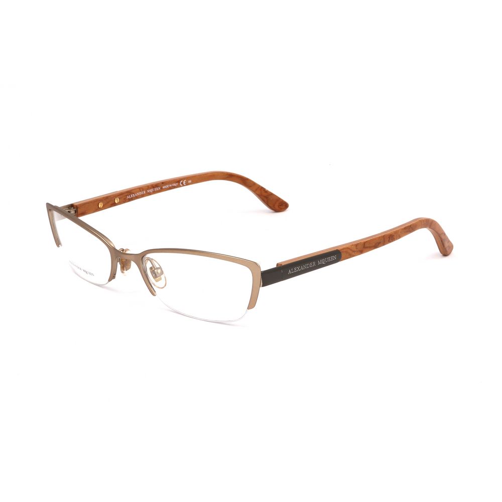 Lunettes à montures métalliques marron d'Alexander McQueen