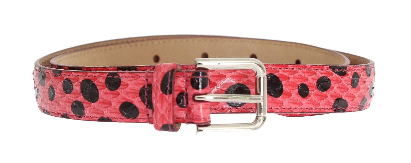 Dolce & Gabbana roze riem met slangenleer en zilveren gesp