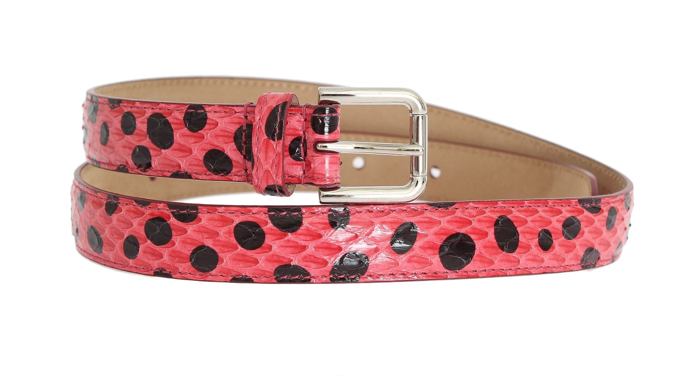 Dolce & Gabbana roze riem met slangenleer en zilveren gesp