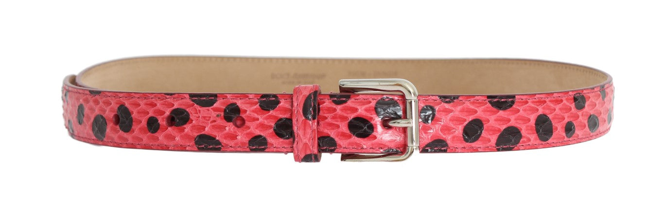 Dolce & Gabbana roze riem met slangenleer en zilveren gesp
