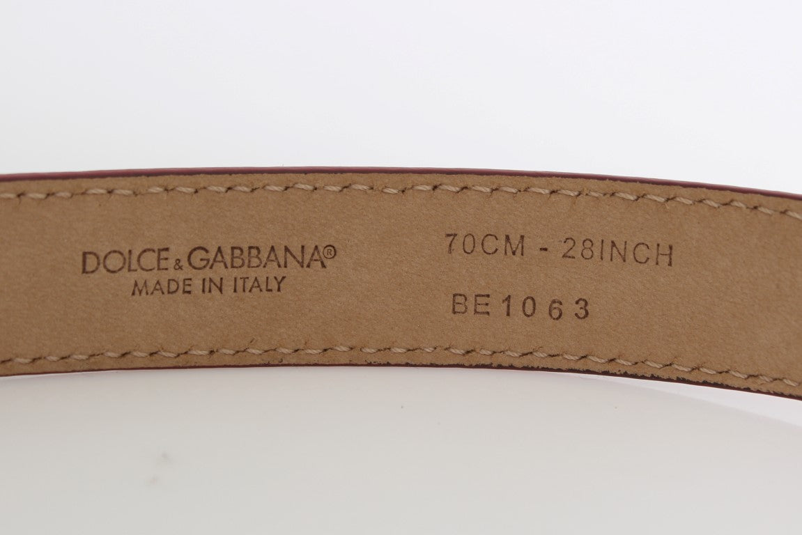 Dolce & Gabbana roze riem met slangenleer en zilveren gesp