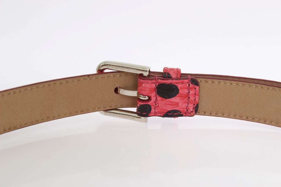 Dolce & Gabbana roze riem met slangenleer en zilveren gesp