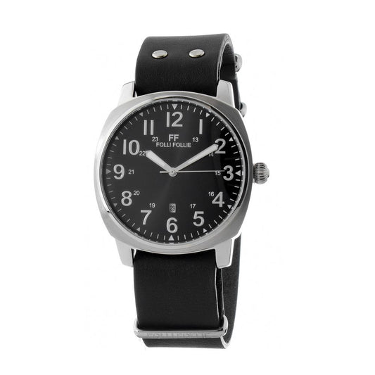 Folli Follie Zwart Leren Horloge