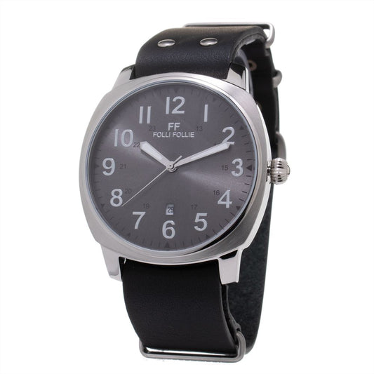 Folli Follie Zwart Leren Horloge