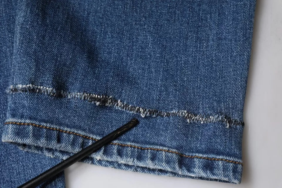 Dolce & Gabbana blauwe, gewassen, rekbare katoenen herendinajen