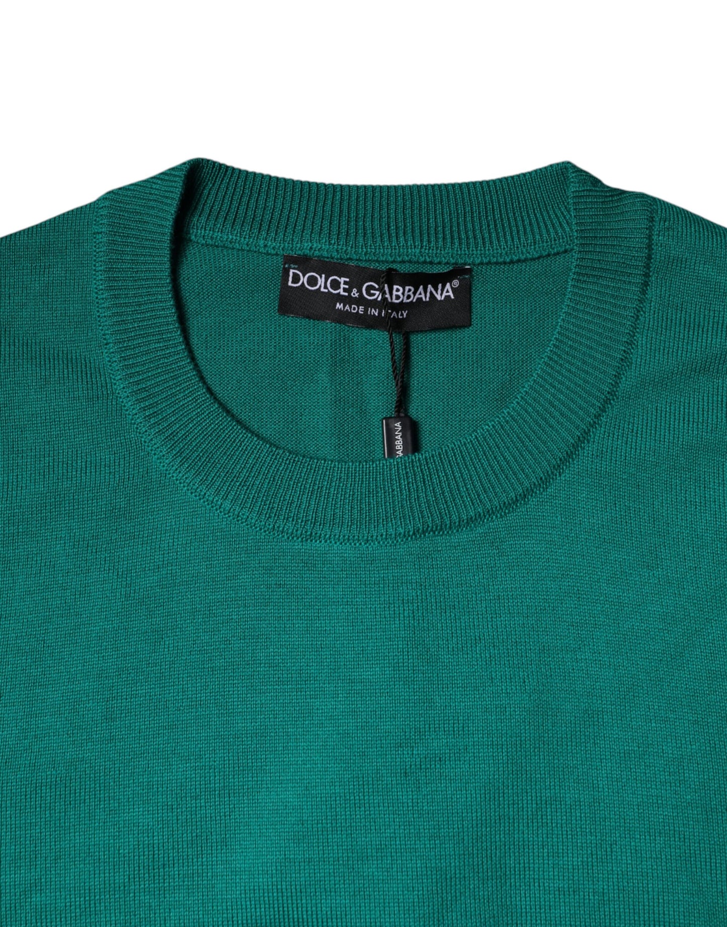 Dolce & Gabbana groene wollen gebreide trui met ronde hals.