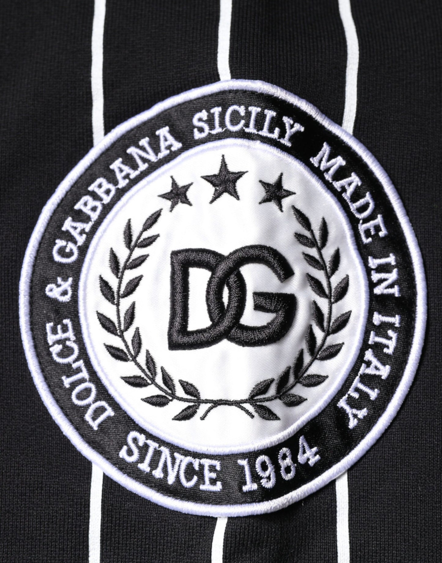Pull en jersey à rayures noires et blanches avec logo Dolce & Gabbana