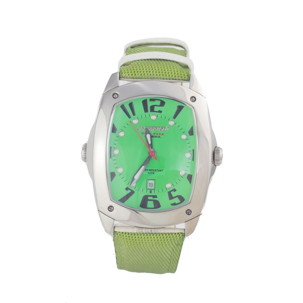 Montre Chronotech en cuir vert