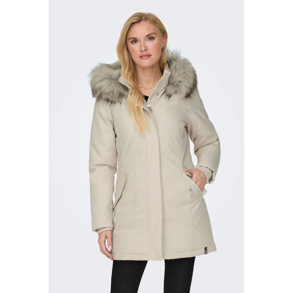 Seul le parka beige en polyester