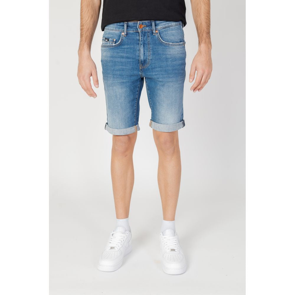 Short Bermuda en coton bleu gaz