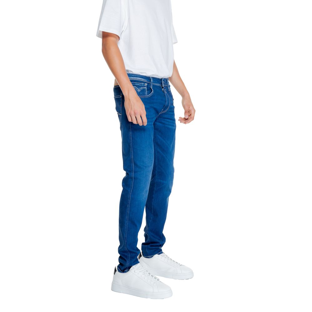 Replay Blue Cotton Relaxed Fit Jean