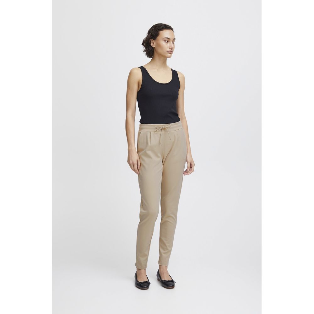 Pantalon ICHI en polyester beige