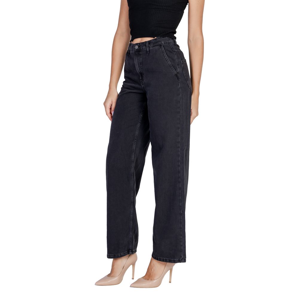 Jacqueline De Yong Black Cotton Relaxed Fit Jean