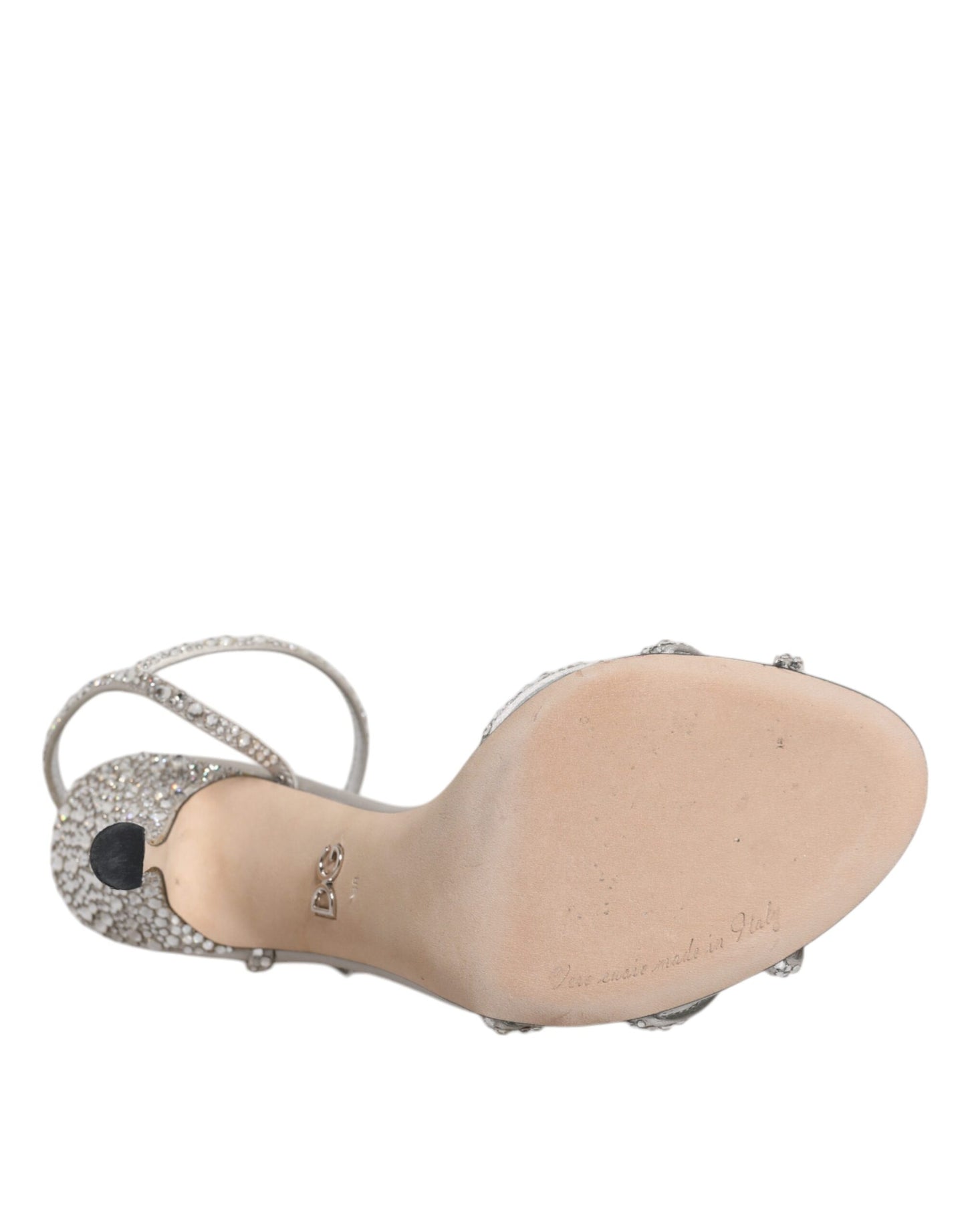 Dolce & Gabbana zilveren kristallen enkellaarsjes met bandjes