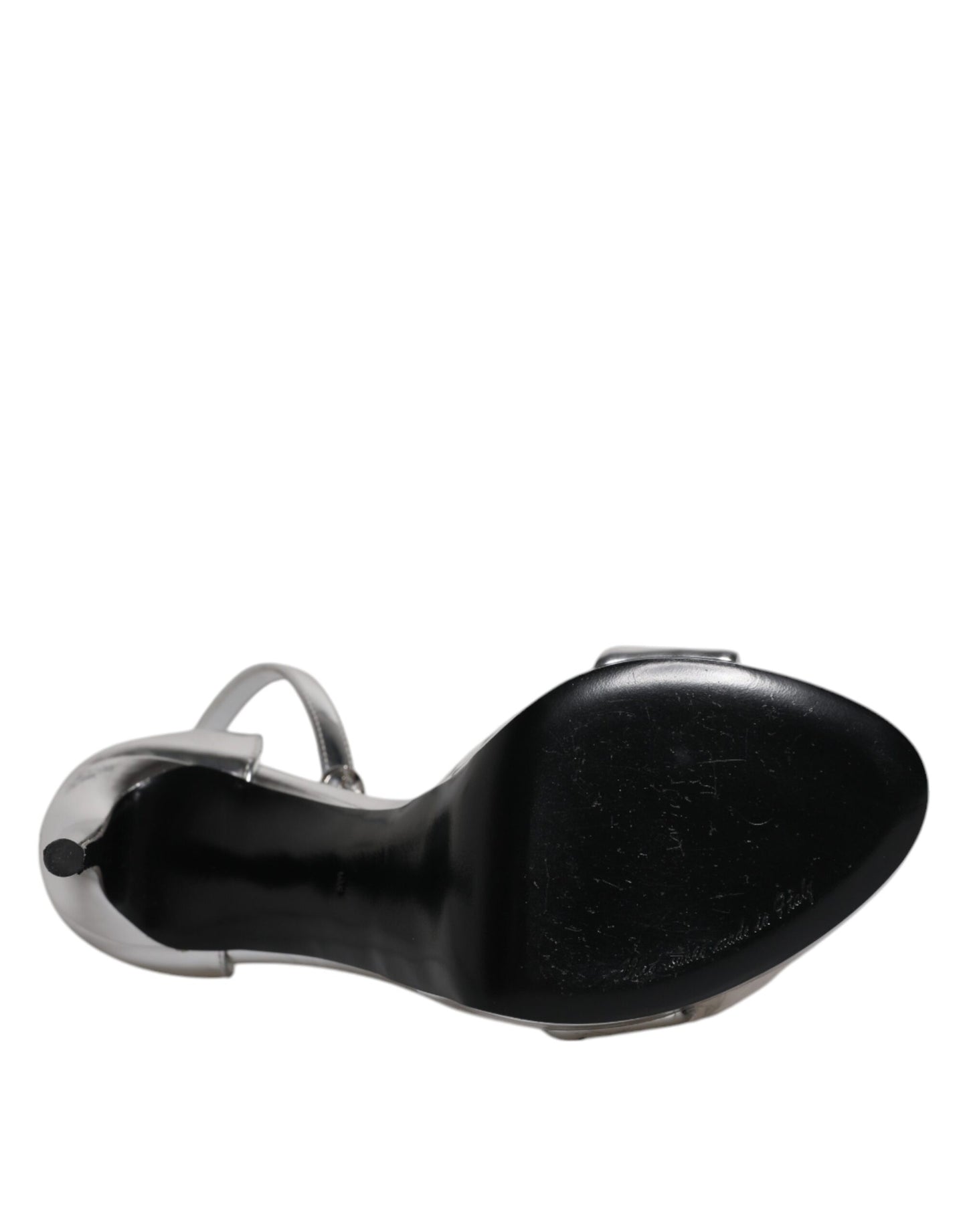 Dolce & Gabbana Sandales à talons argentés KEIRA avec bride de cheville