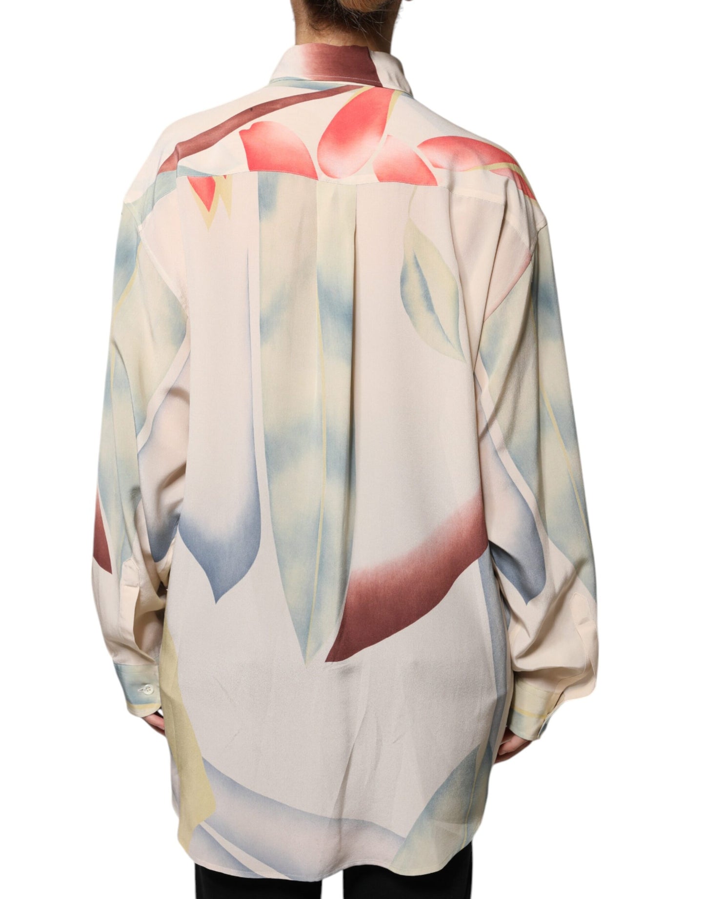Blouse à manches longues, col boutonné, imprimé beige Etro