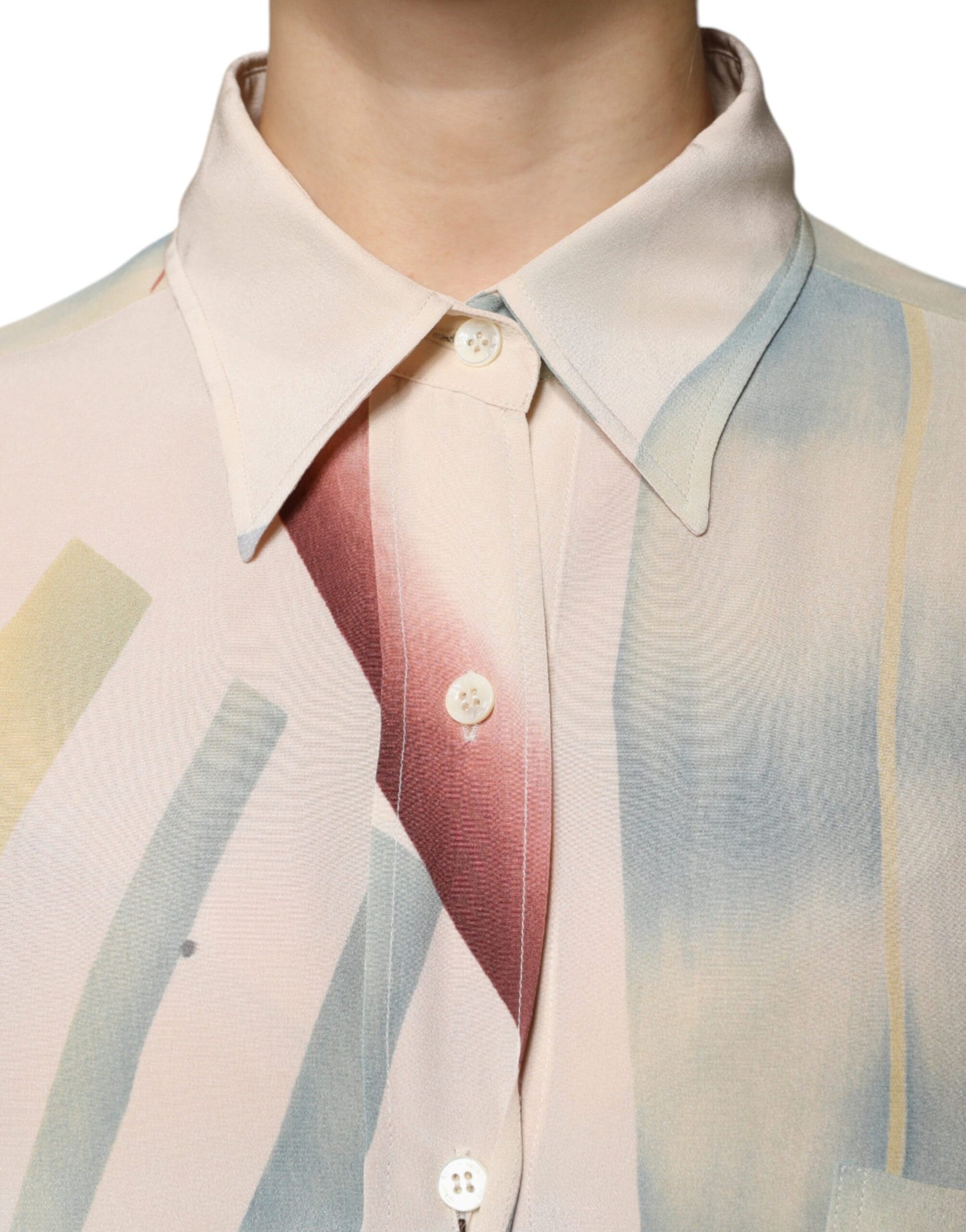 Blouse à manches longues, col boutonné, imprimé beige Etro
