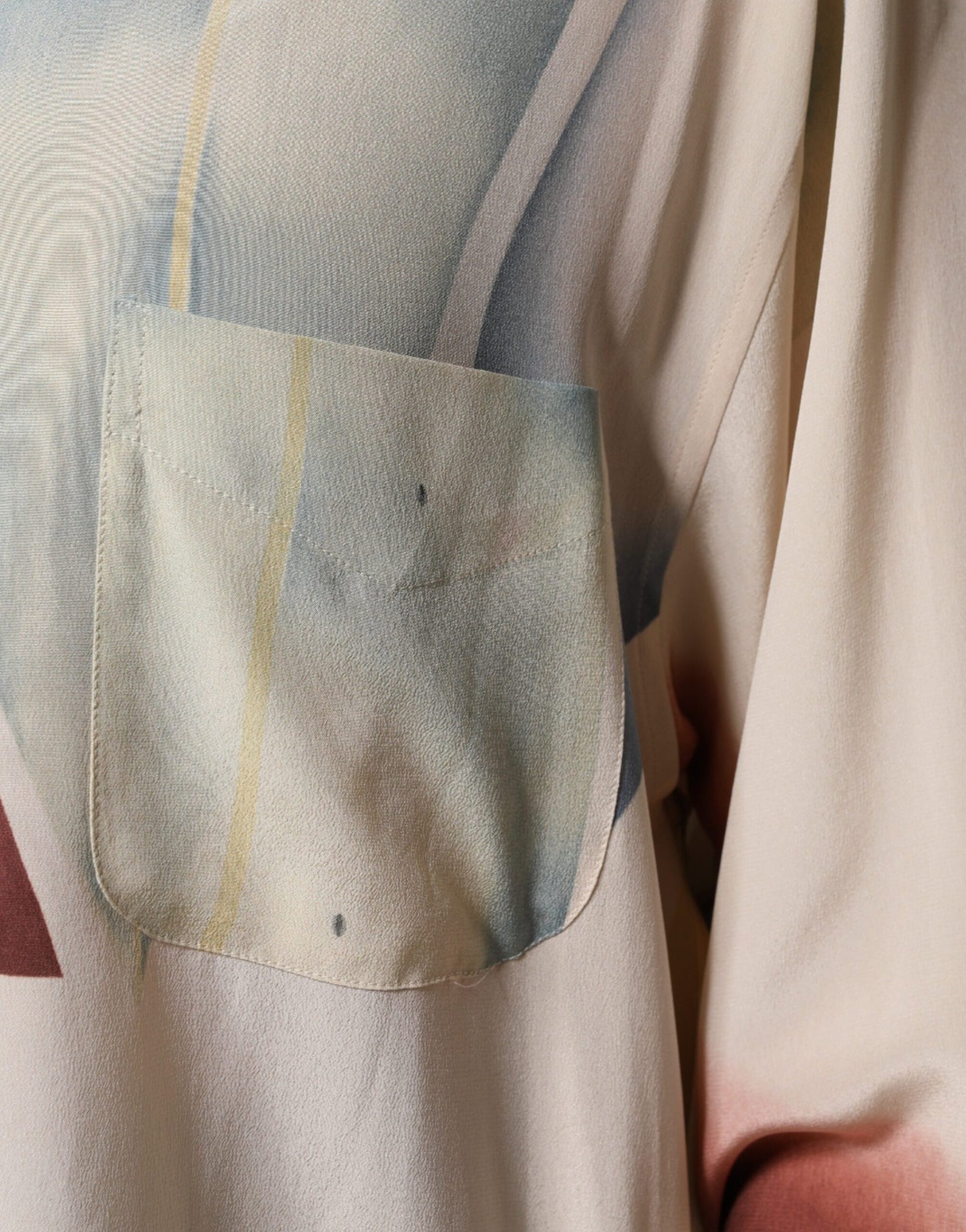 Blouse à manches longues, col boutonné, imprimé beige Etro