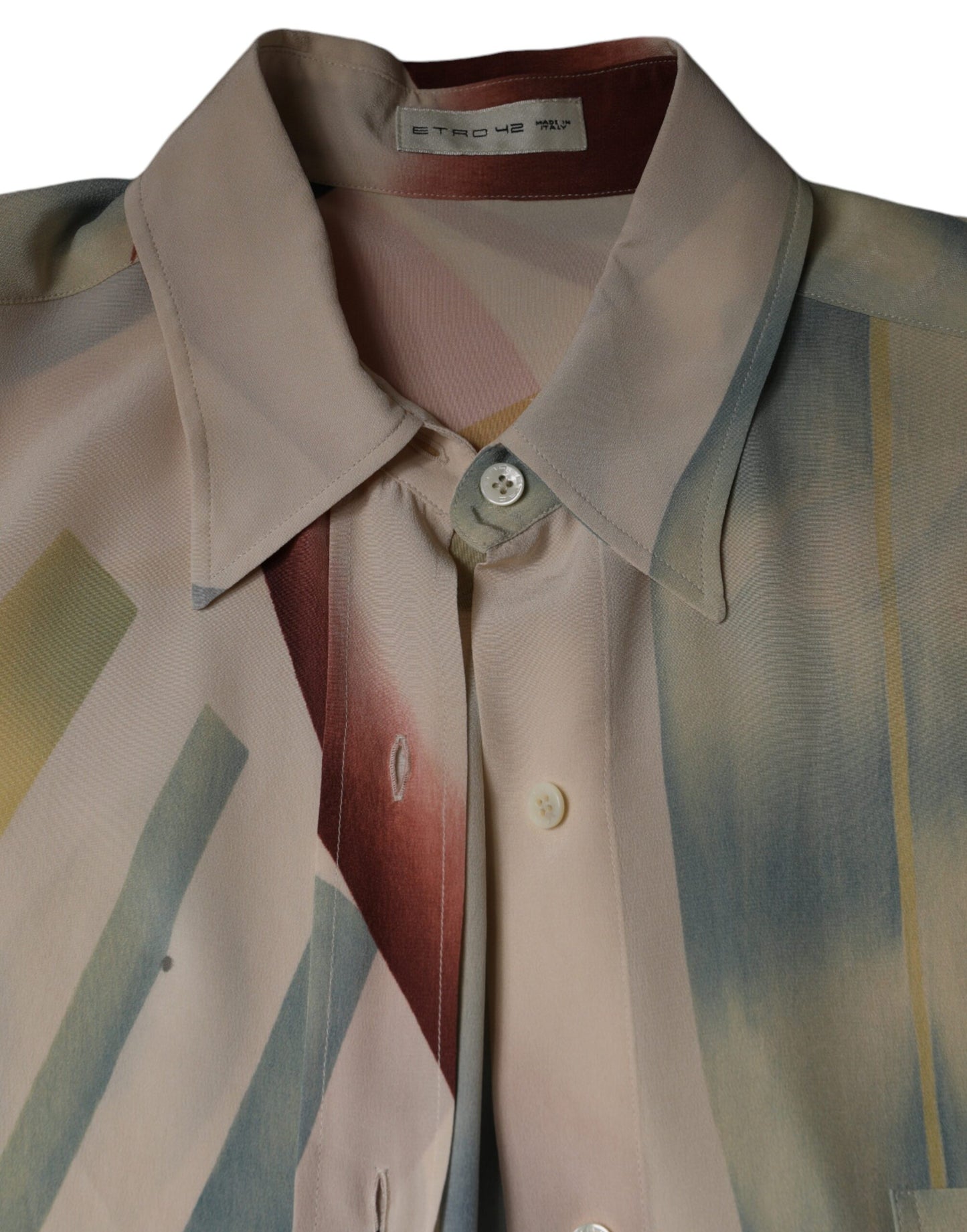 Blouse à manches longues, col boutonné, imprimé beige Etro
