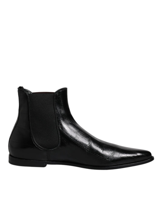 Dolce & Gabbana Zwarte Lederen Chelsea Ankle Boots voor Heren