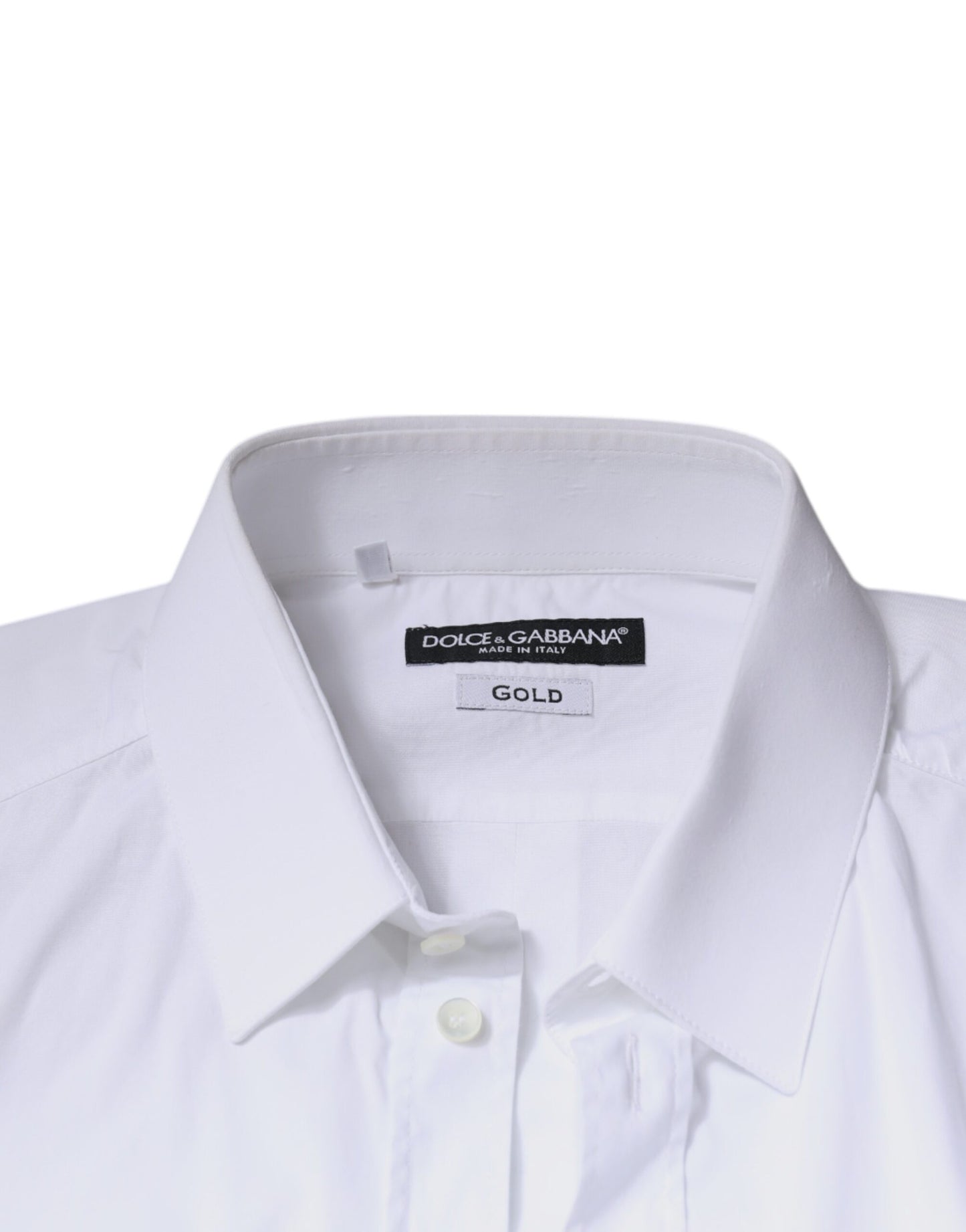 Chemise de cérémonie à manches longues en coton blanc, dorée, Dolce & Gabbana