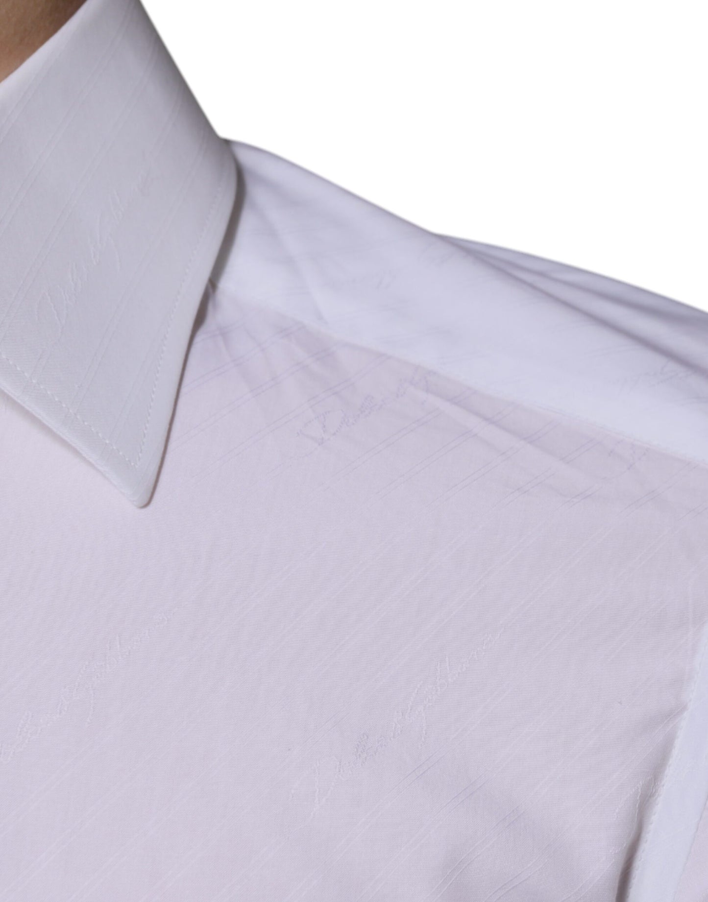 Dolce & Gabbana wit katoenen overhemd met lange mouwen en gouden details