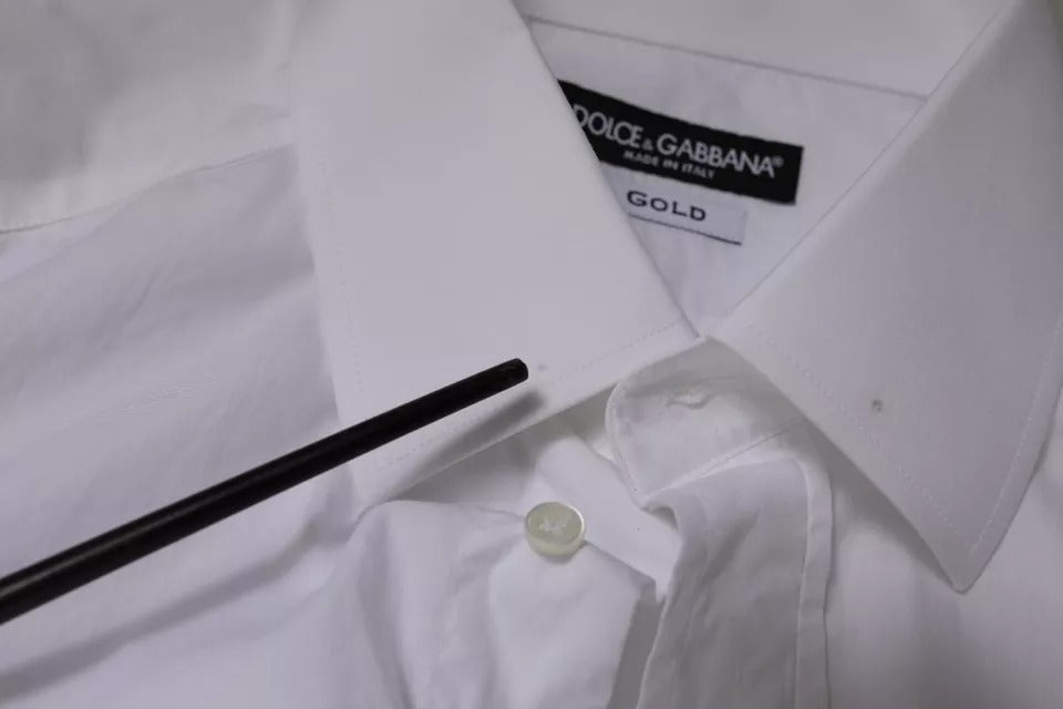 Chemise de ville dorée pour homme, coupe ajustée, en coton blanc de Dolce & Gabbana