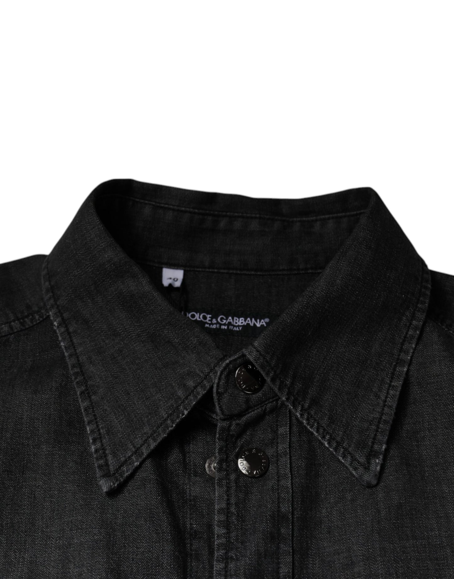 Dolce & Gabbana zwart katoenen overhemd met logo en knopen, gemaakt van denim.
