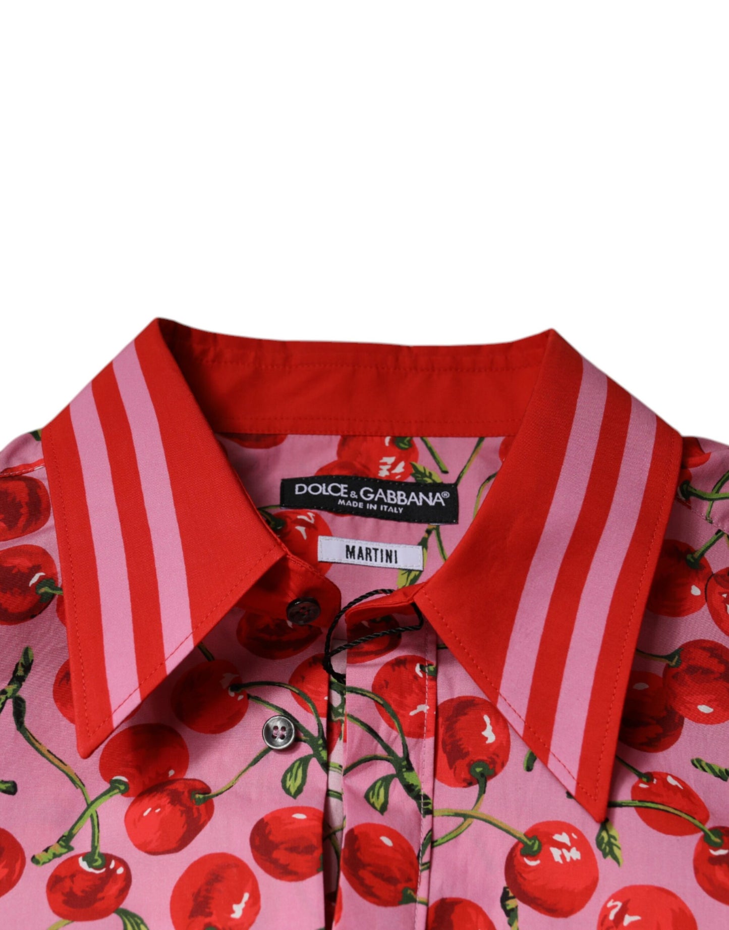 Chemise de cérémonie en coton à pois roses Dolce & Gabbana, modèle MARTINI.