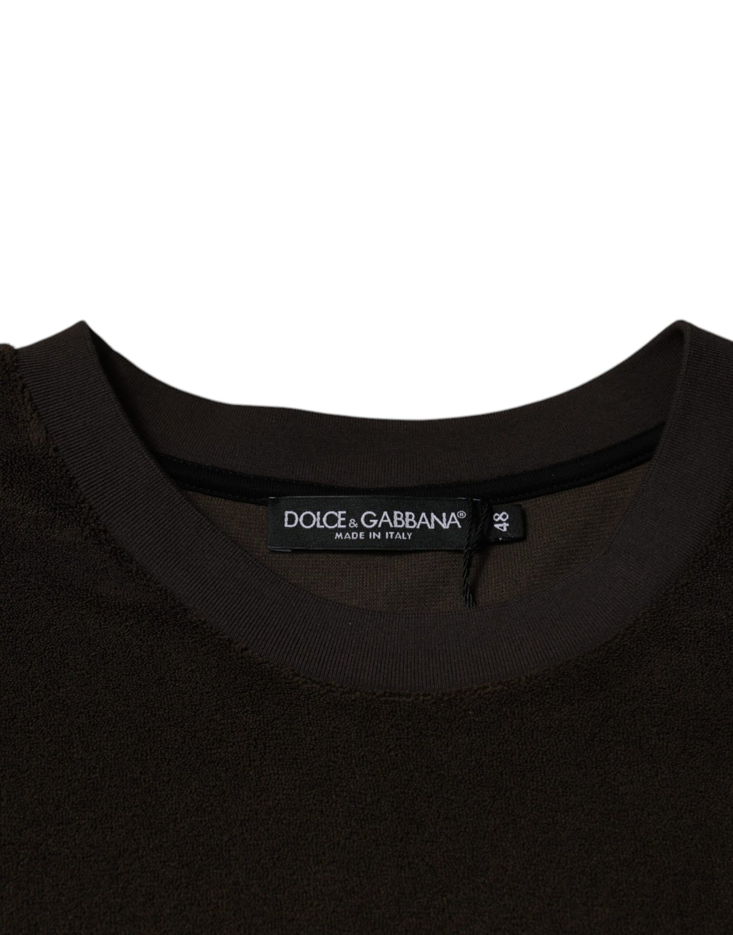 T-shirt à manches courtes en coton brun à col rond de Dolce & Gabbana