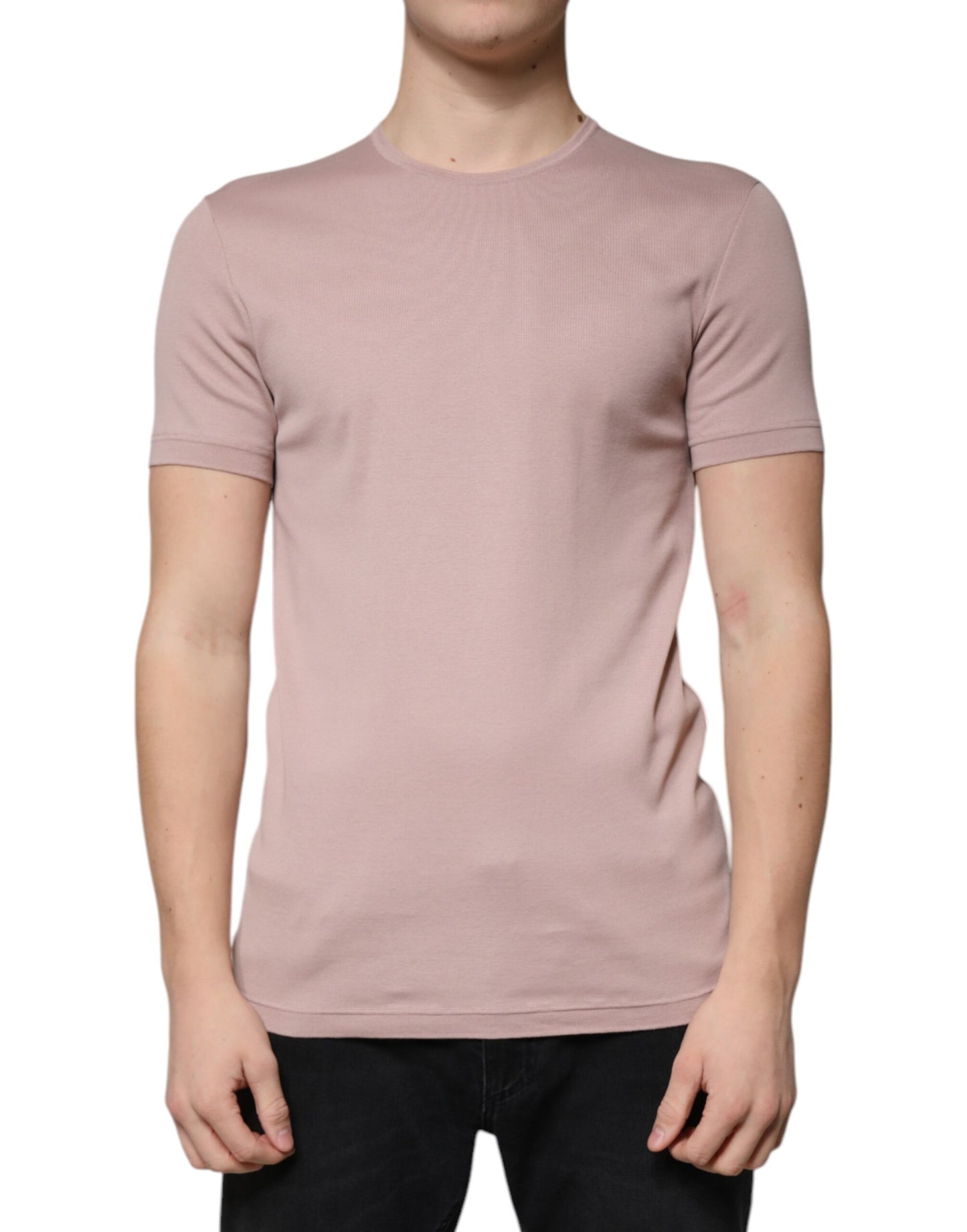 Dolce & Gabbana bruin katoenen T-shirt met ronde hals en korte mouwen