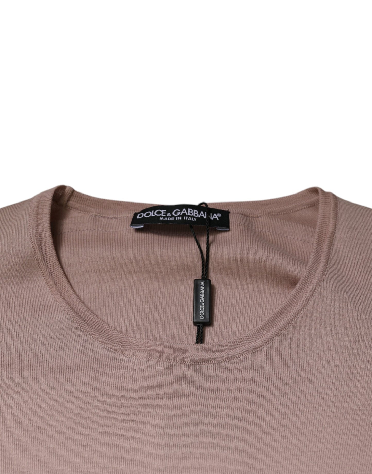 Dolce & Gabbana bruin katoenen T-shirt met ronde hals en korte mouwen