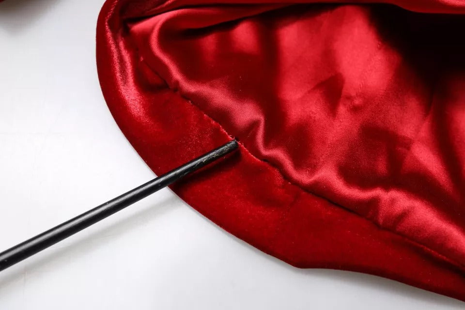 Dolce & Gabbana rode fluwelen, lange mouwen, aansluitende minirok