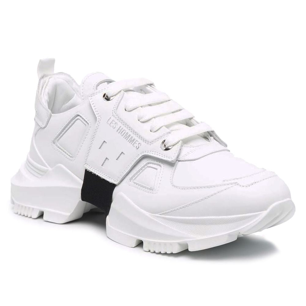 Les Hommes Chaussures de Sport en Peau de Veau Blanche