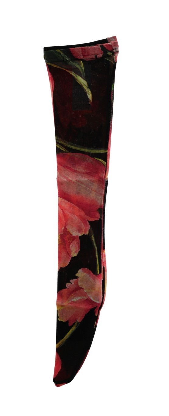 Chaussettes en nylon à motifs floraux multicolores et tulipes de Dolce & Gabbana