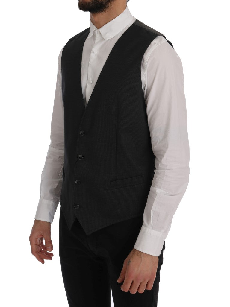 Gilet en coton et rayonne gris "STAFF" de Dolce & Gabbana