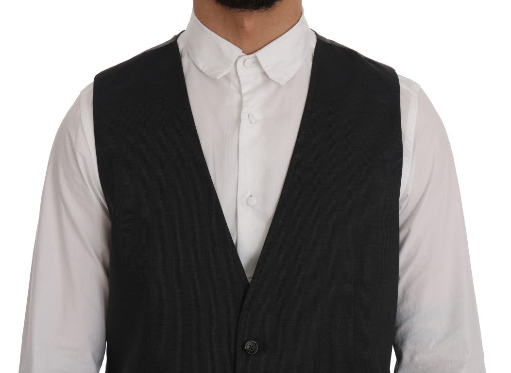 Gilet en coton et rayonne gris "STAFF" de Dolce & Gabbana