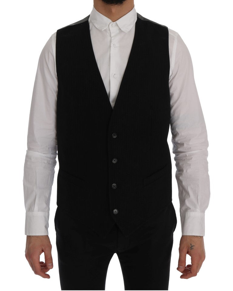 Gilet en coton et rayonne noir STAFF de Dolce & Gabbana