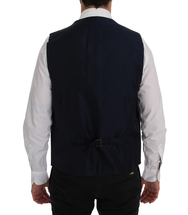 Gilet en laine extensible bleu STAFF de Dolce & Gabbana
