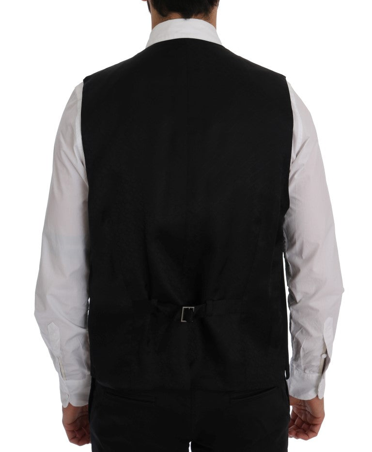 Gilet en laine extensible noir STAFF de Dolce & Gabbana