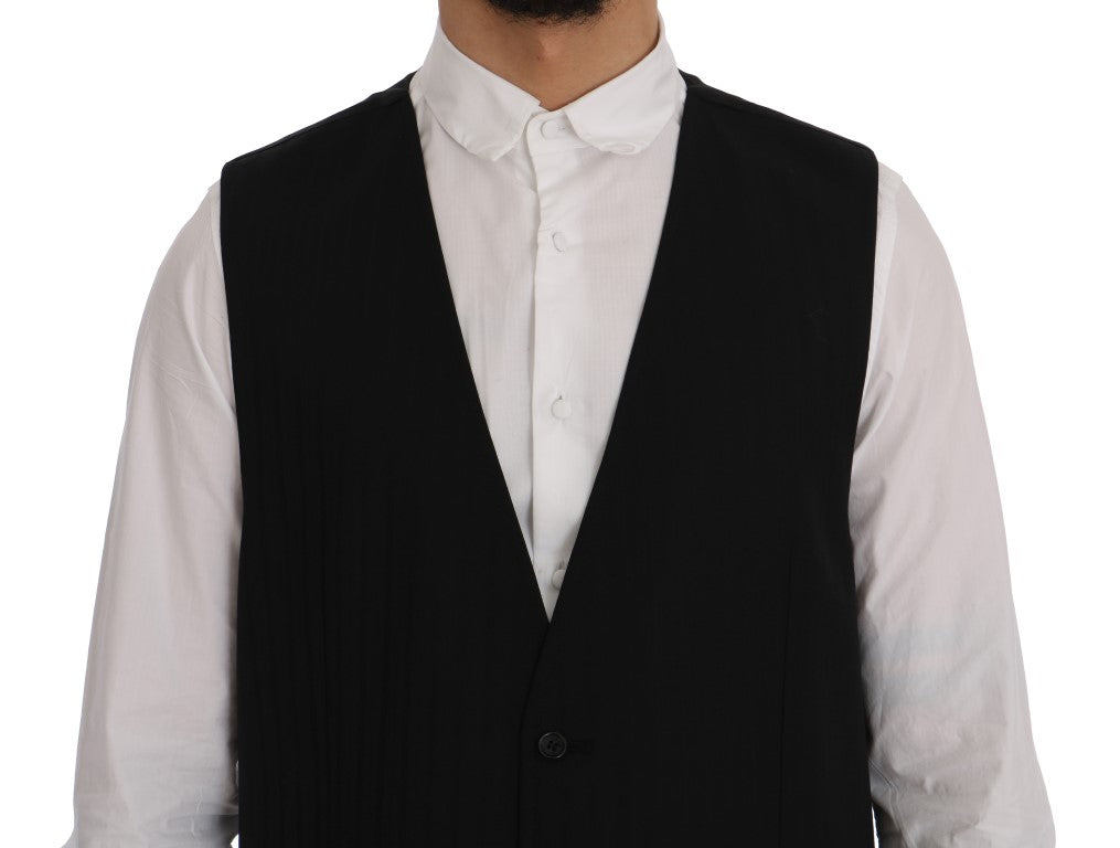Gilet en laine extensible noir STAFF de Dolce & Gabbana