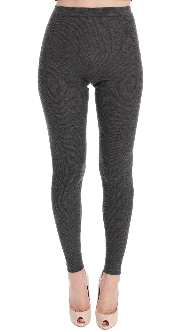 Collants en cachemire gris stretch de Dolce & Gabbana