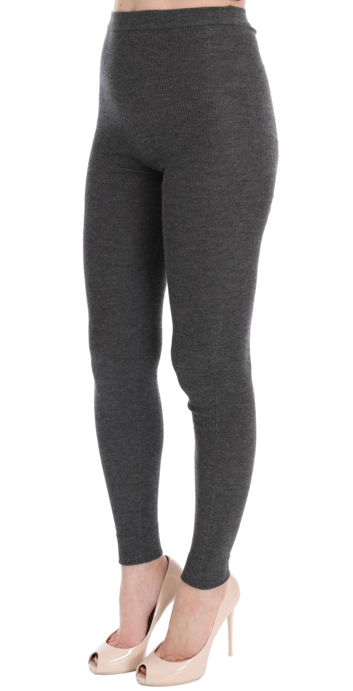Collants en cachemire gris stretch de Dolce & Gabbana
