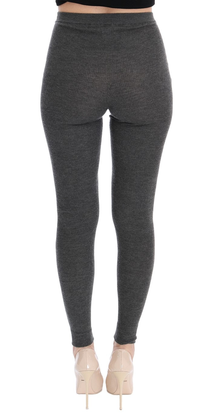Collants en cachemire gris stretch de Dolce & Gabbana