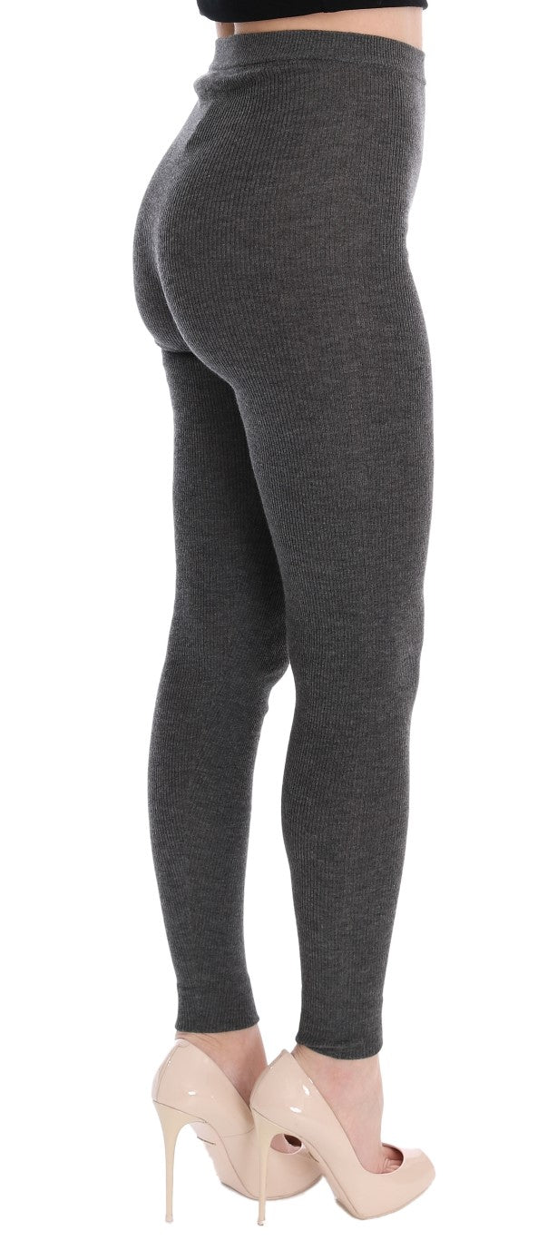 Collants en cachemire gris stretch de Dolce & Gabbana