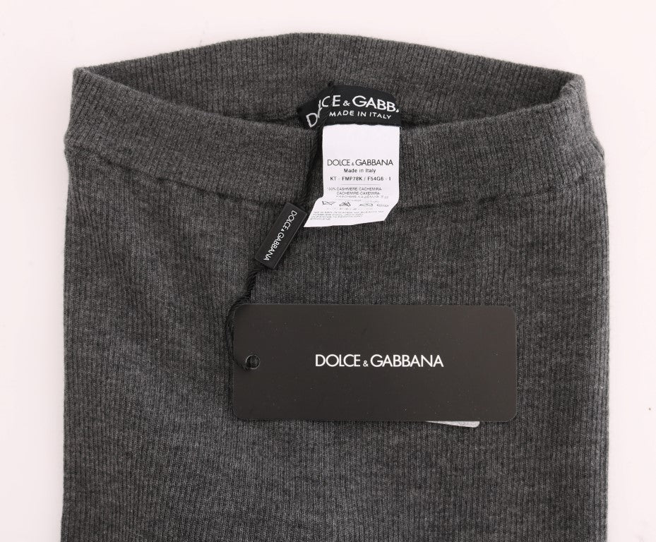 Collants en cachemire gris stretch de Dolce & Gabbana