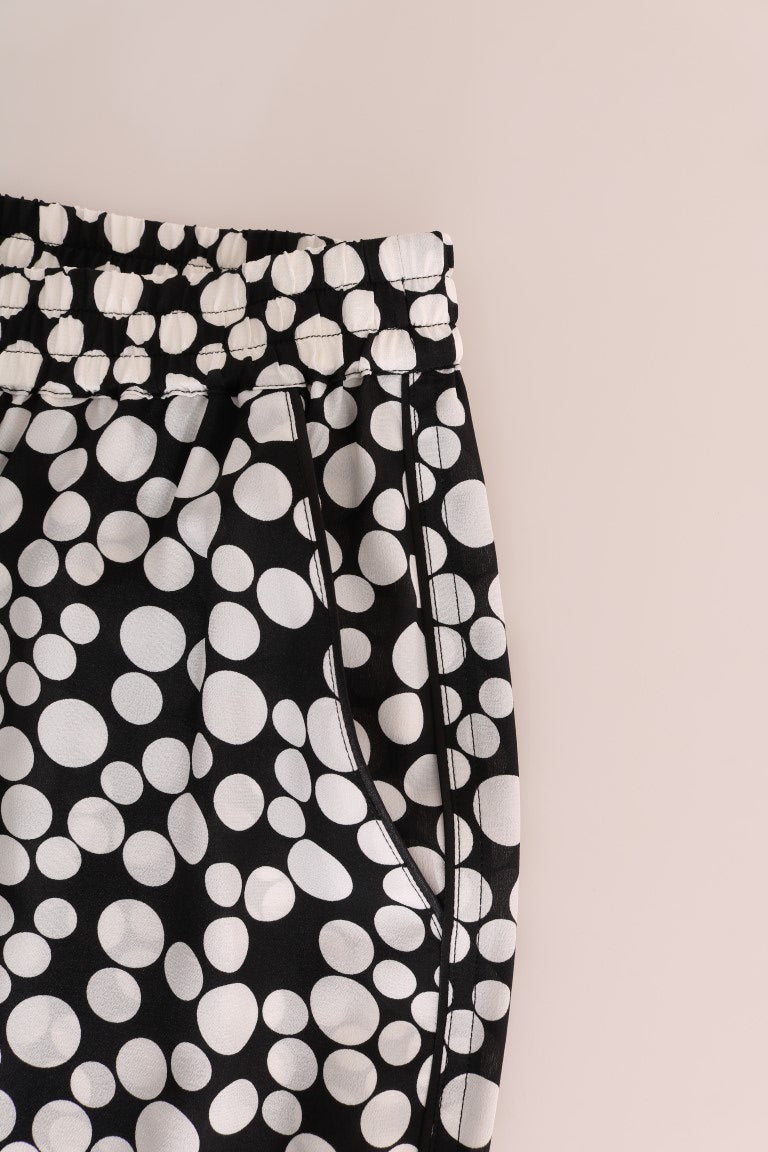 Pantalon en soie à pois noir et blanc Dolce & Gabbana