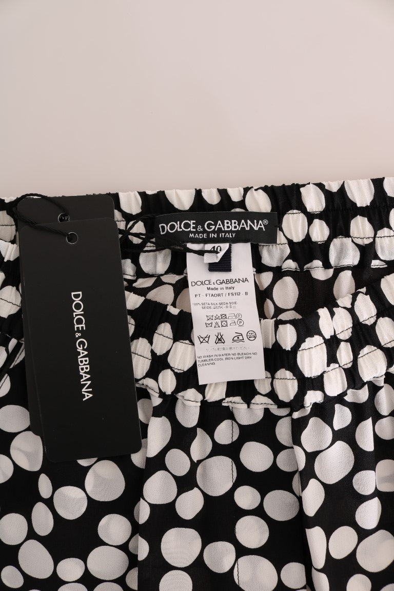 Pantalon en soie à pois noir et blanc Dolce & Gabbana