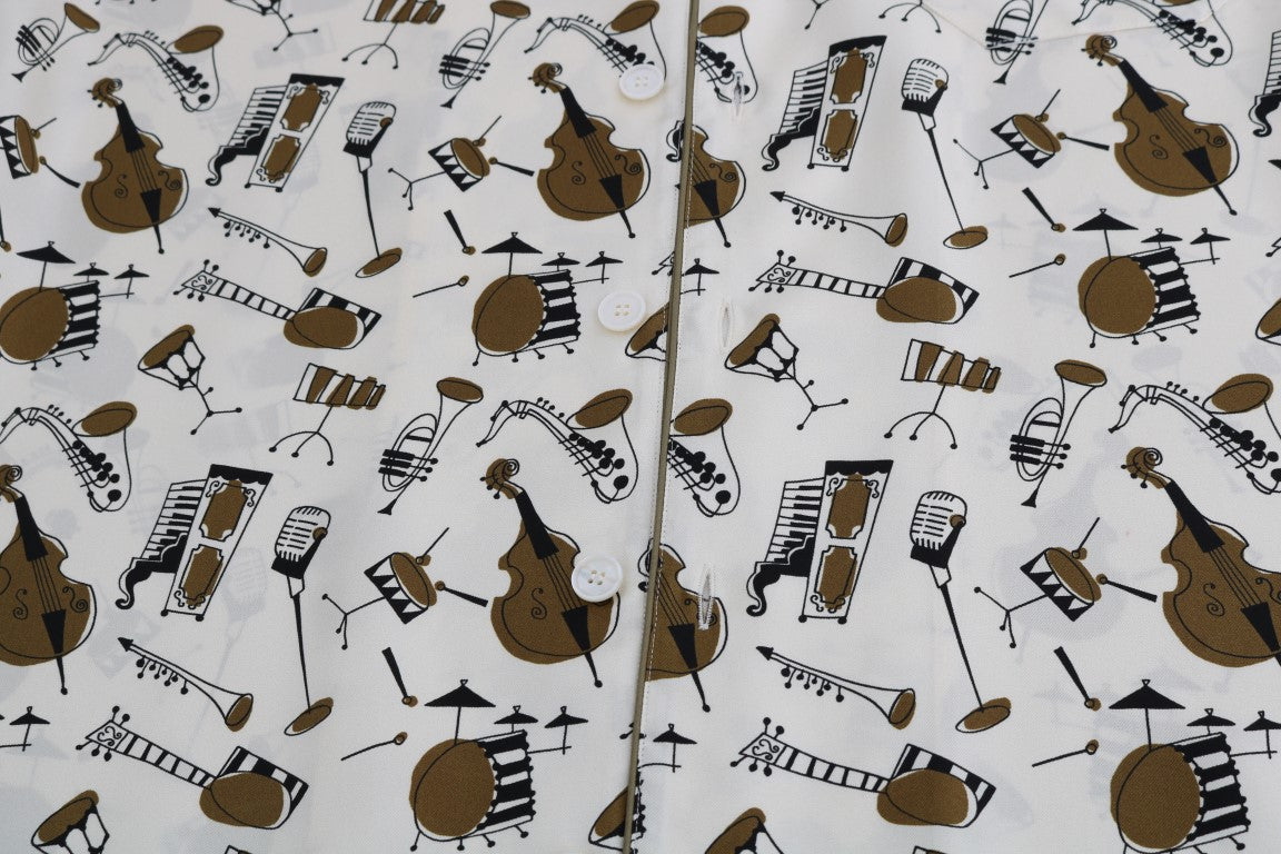 Dolce & Gabbana wit zijden overhemd met JAZZ-motief