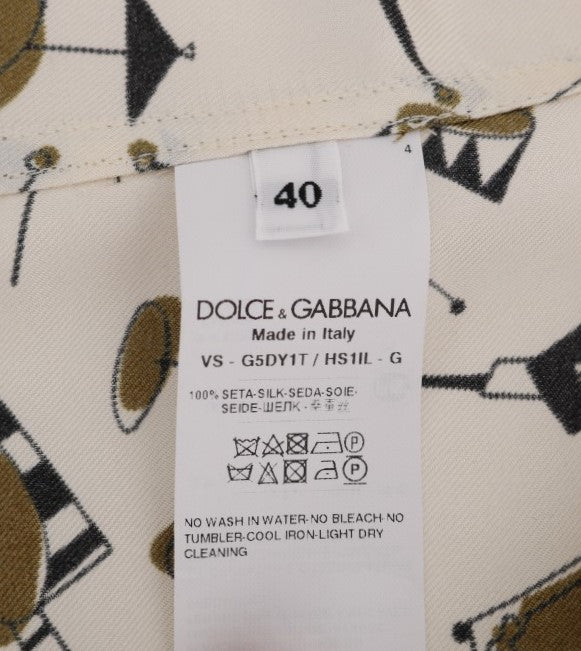 Dolce & Gabbana wit zijden overhemd met JAZZ-motief